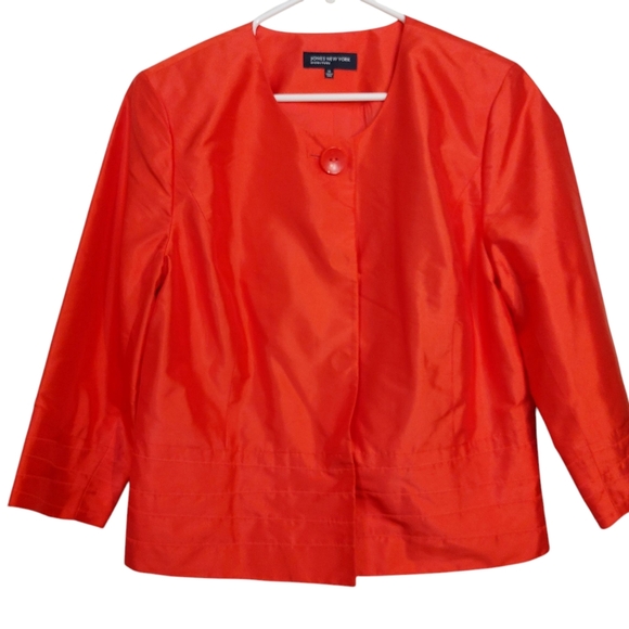 Jones New York Jackets & Blazers - Jones New York Signature Coral Silk Jacket Blazer 14 Like New EUC